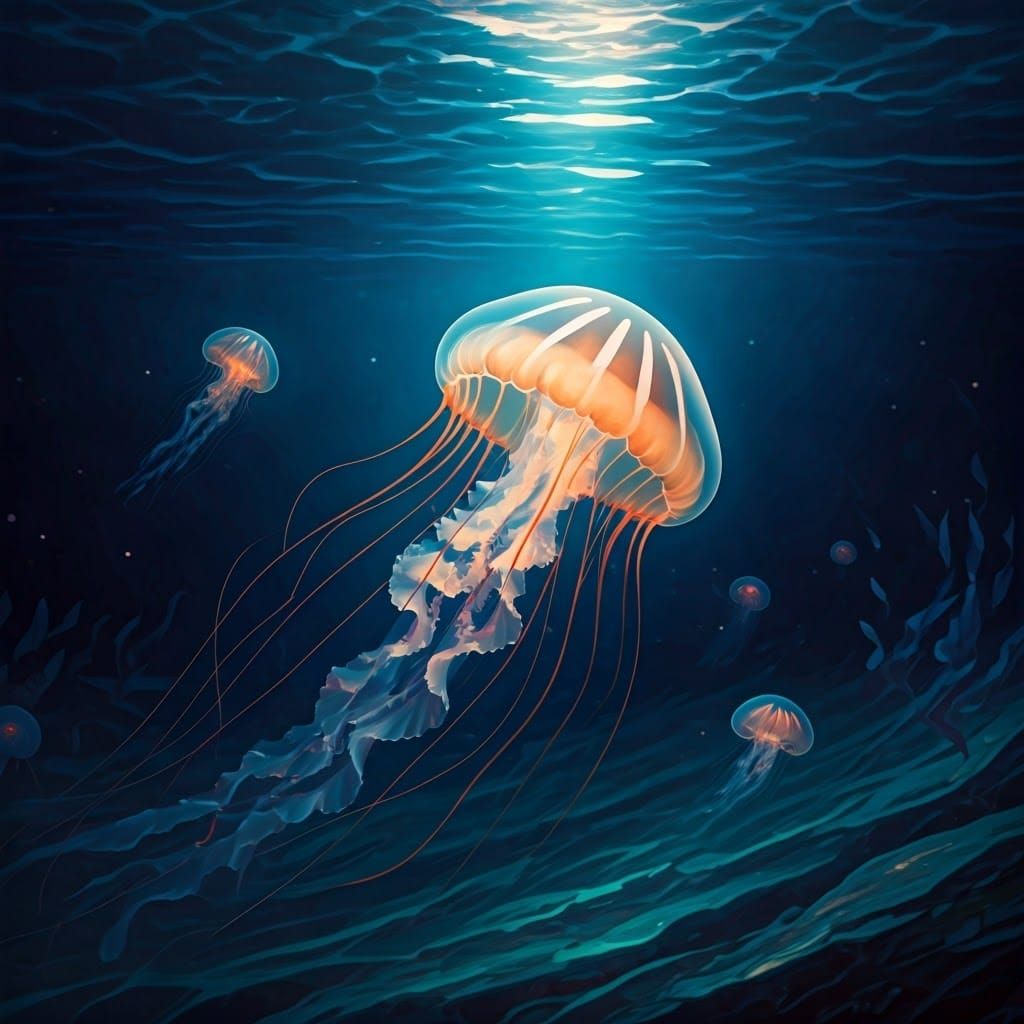 Ethereal Jellyfish in Vibrant Marine Dreamscape