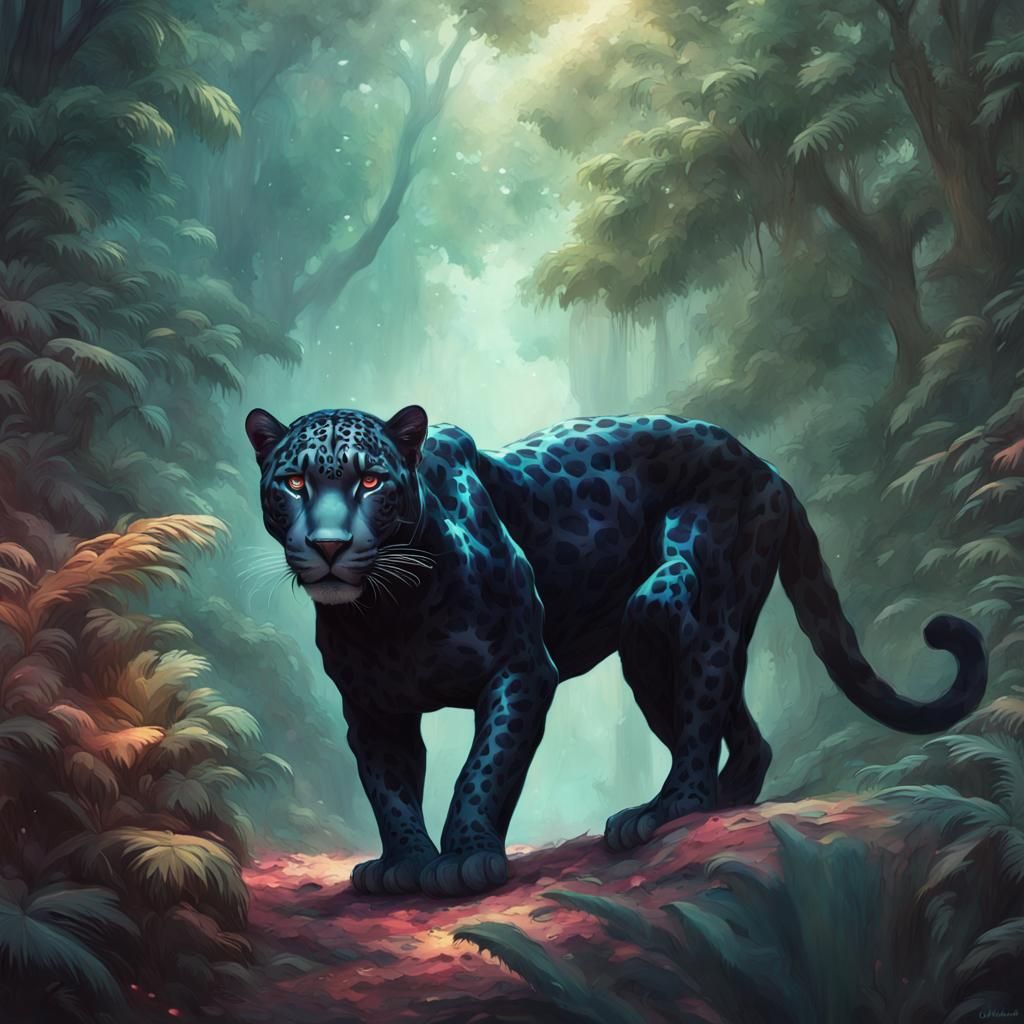 Galactic Jaguar Portrait in Hyperdetailed Style