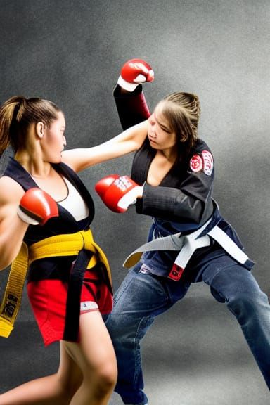 Female Martial Artist in Action Movie Scene