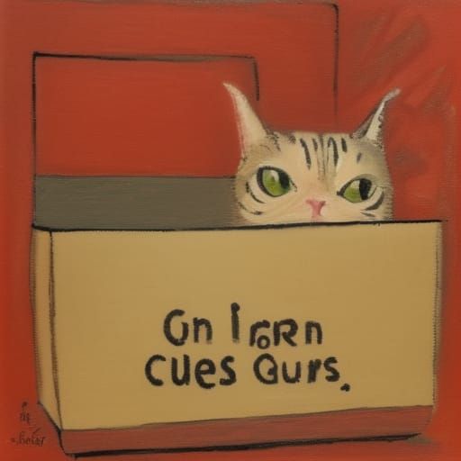 Cat's Curiosity: A Whimsical Impressionistic Scene