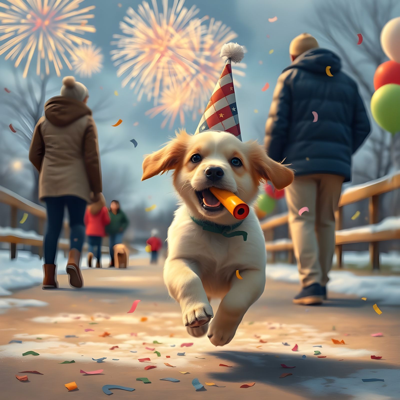 Joyful Puppy Rings in New Year with Family