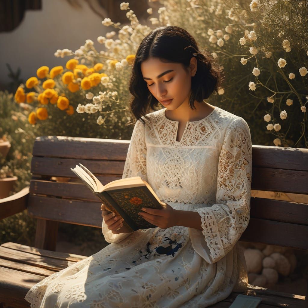 Berber Girl Reading: A Surrealist Art Piece