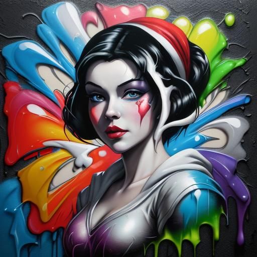 Snow White and Dwarfs in Graffiti Art Style