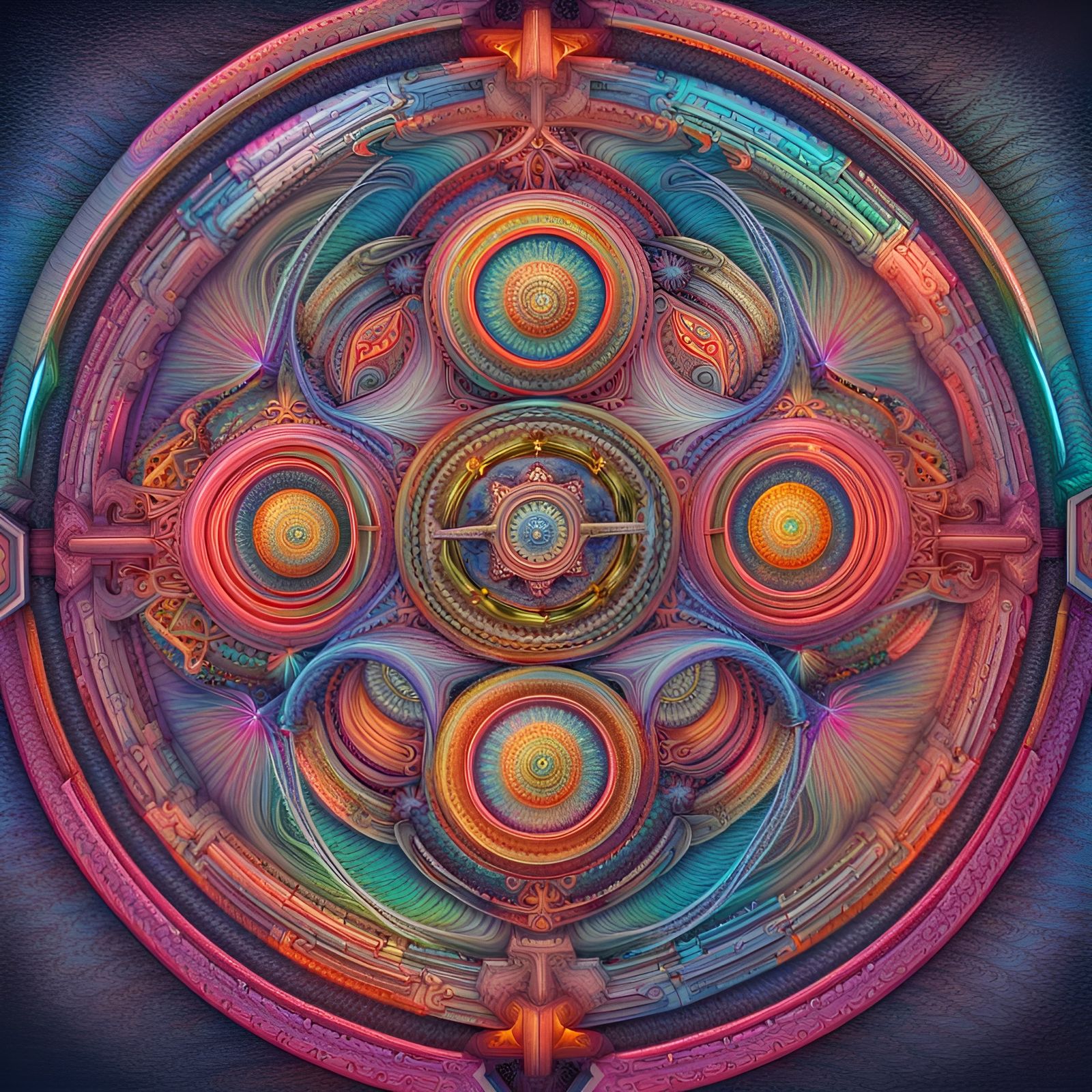 Geometric Neon Mandala with Light Arrows