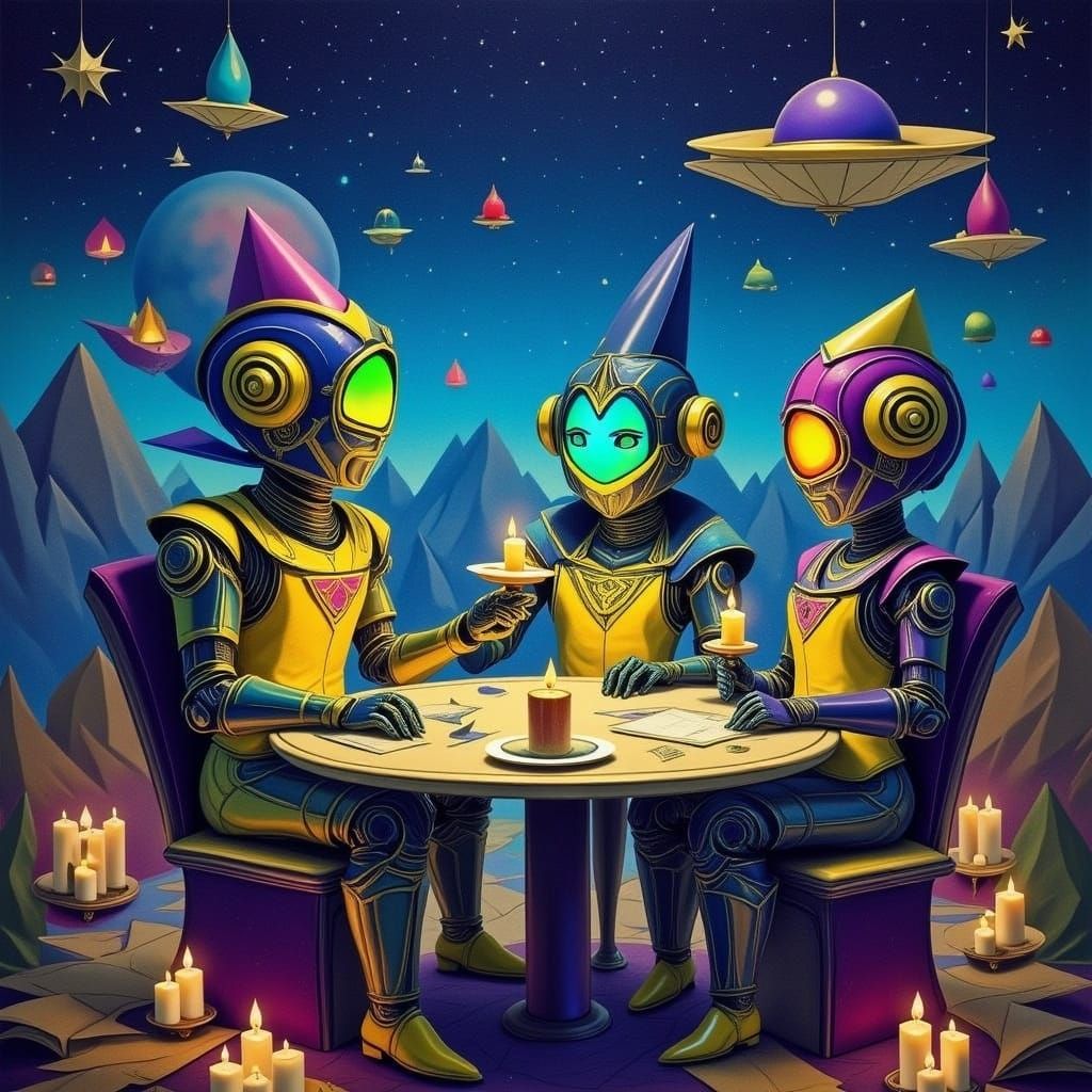 Retro-Futuristic Robots Gather at Intergalactic Cafe