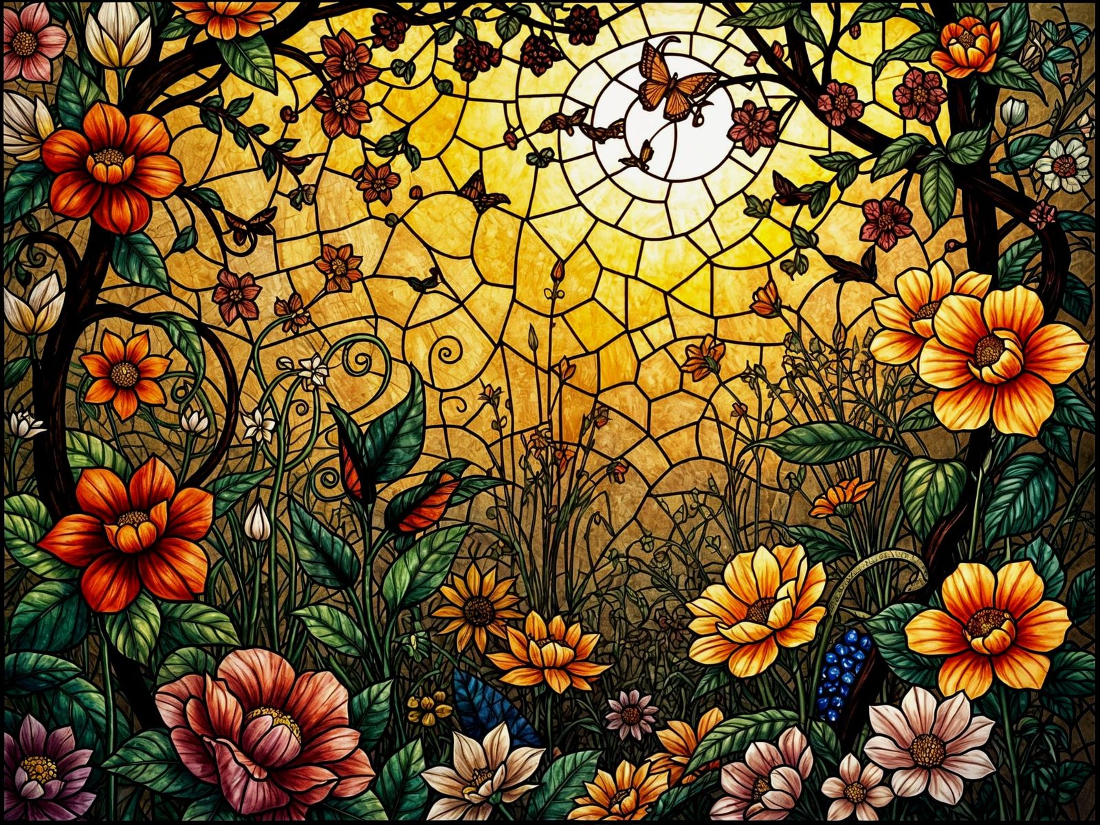 Art Nouveau Renaissance Tiffany Stained Glass Painting