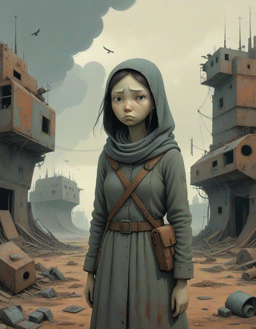 Girl in Post-Apocalyptic Landscape