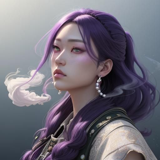 Anime Girl Smoking Weed in Hyper-Realistic 3D Portrait