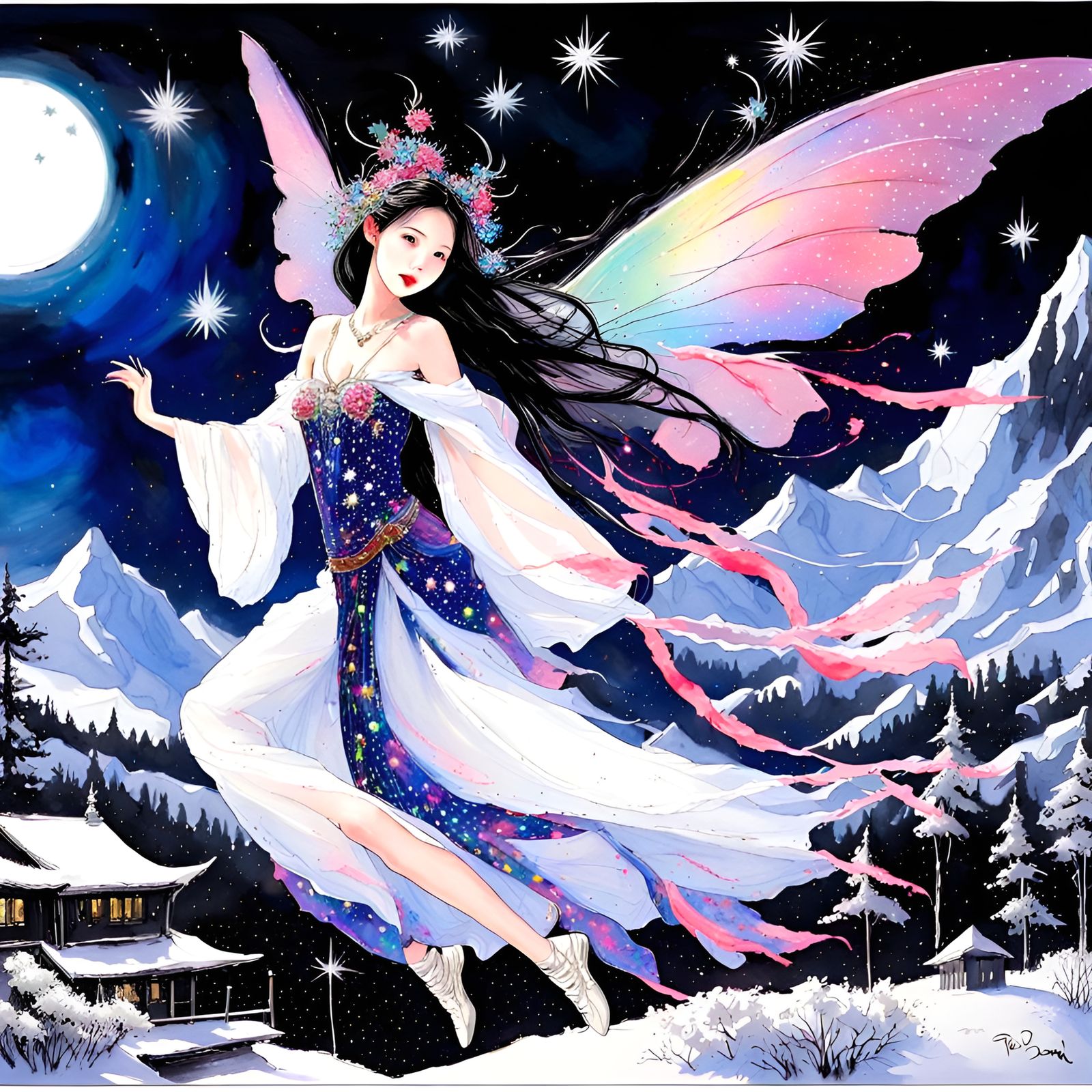 Whimsical Asian Faerie of the night