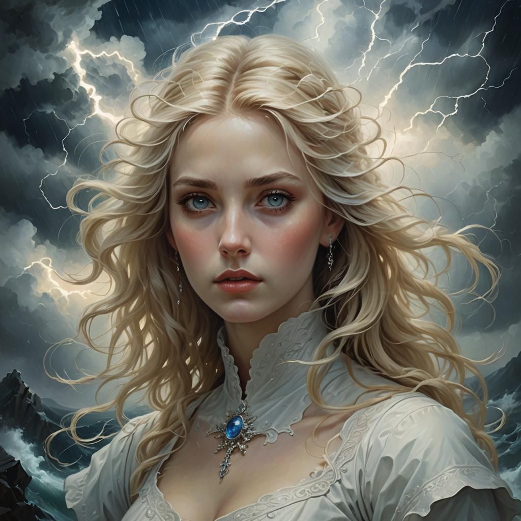 Surreal Storm Girl: A Phantasmagorical Painting