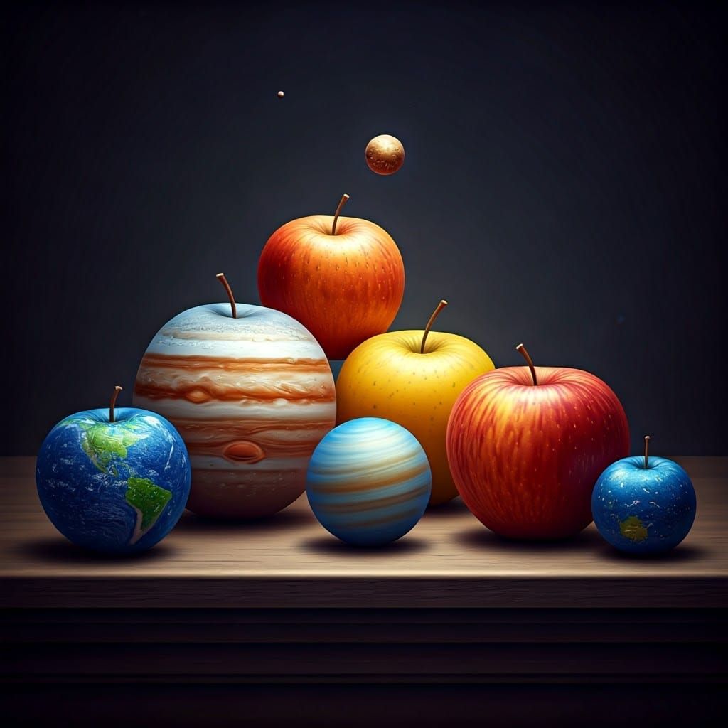 Cosmic Applescape in Whimsical Style