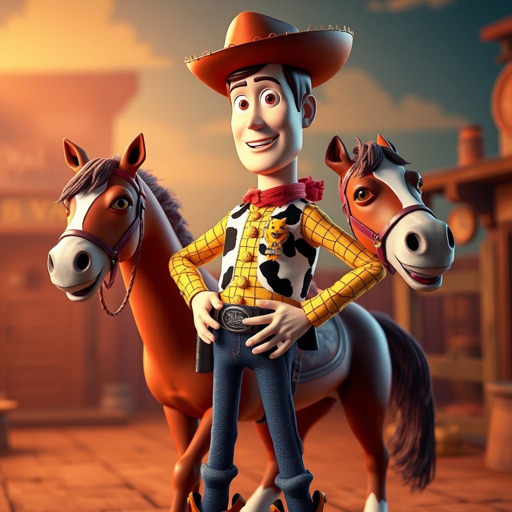 Woody from Toy Story: Anime-Inspired 3D Art