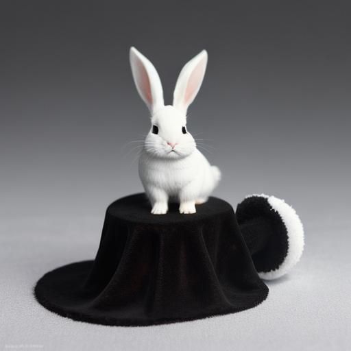 White Bunnies on Black Velvet in Hyperreal Style