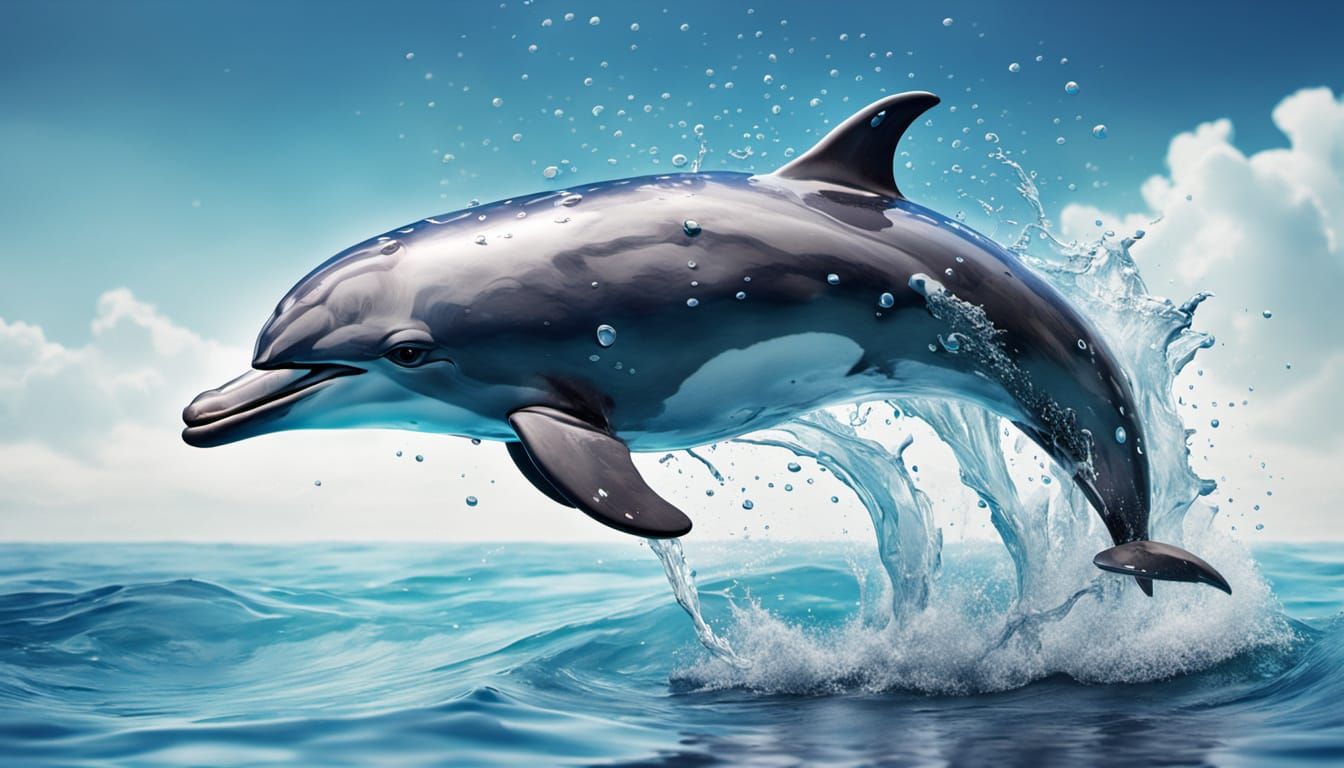Liquid Mercury Dolphin Leaps in Splash Art