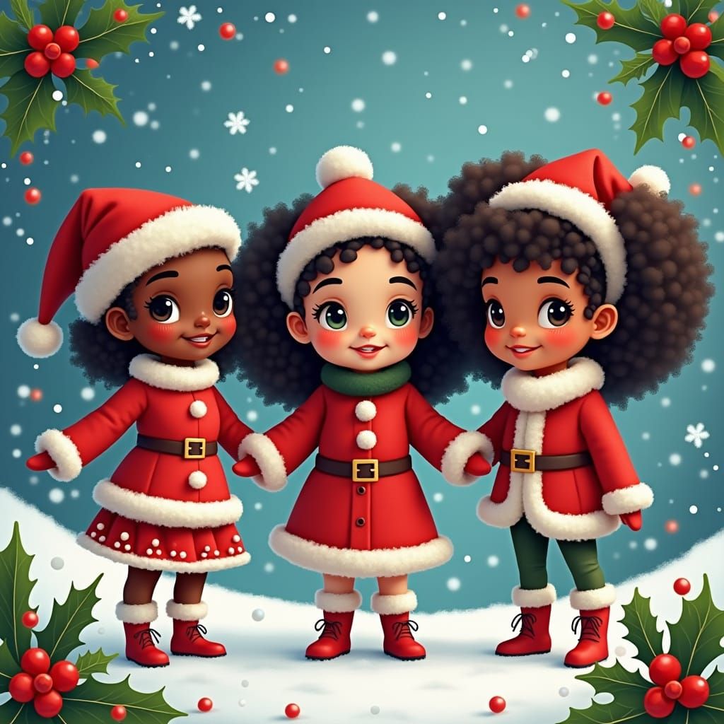 Diverse Winter Friends in Whimsical Clip Art Wonderland