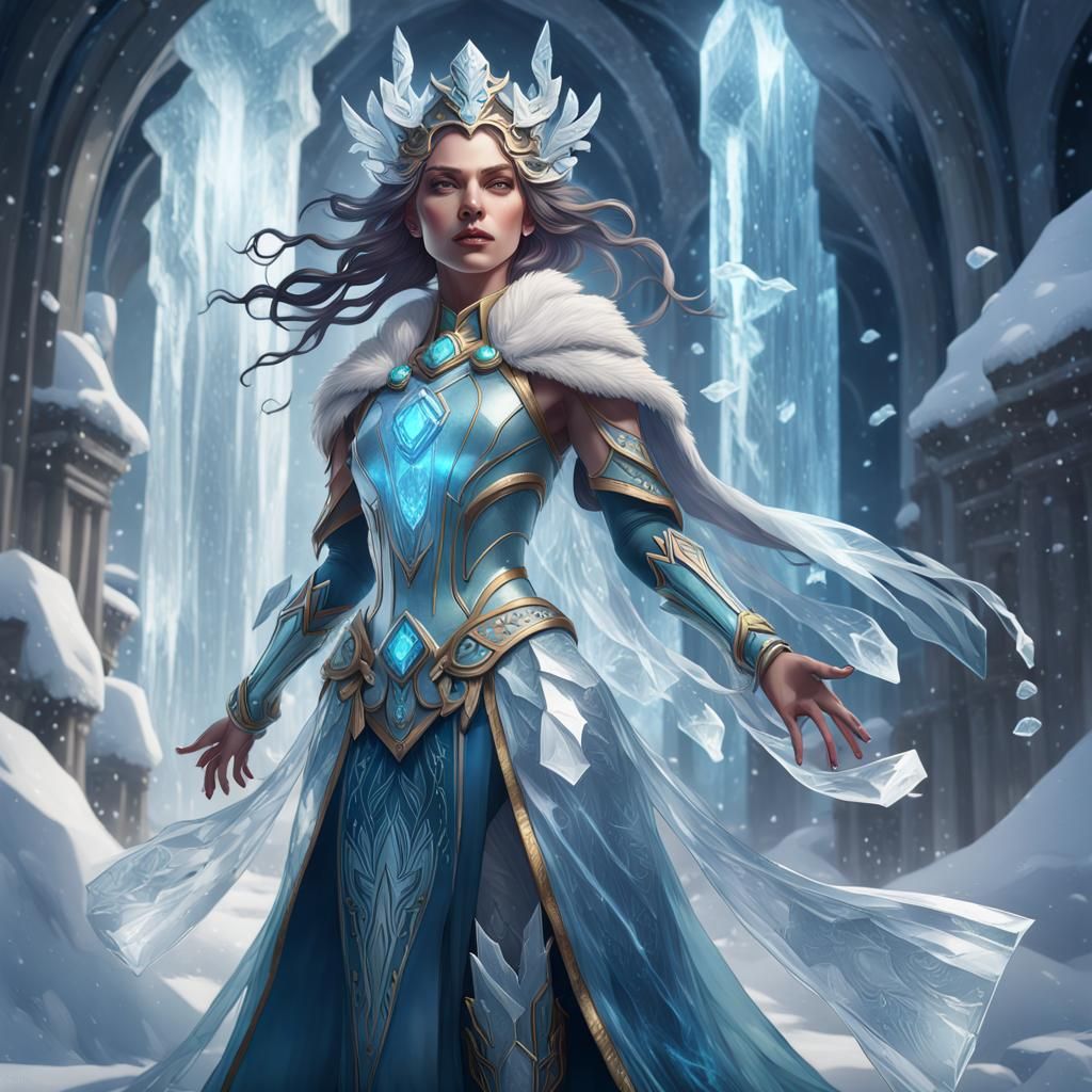 Ice Goddess Portrait in Hyperdetailed Style