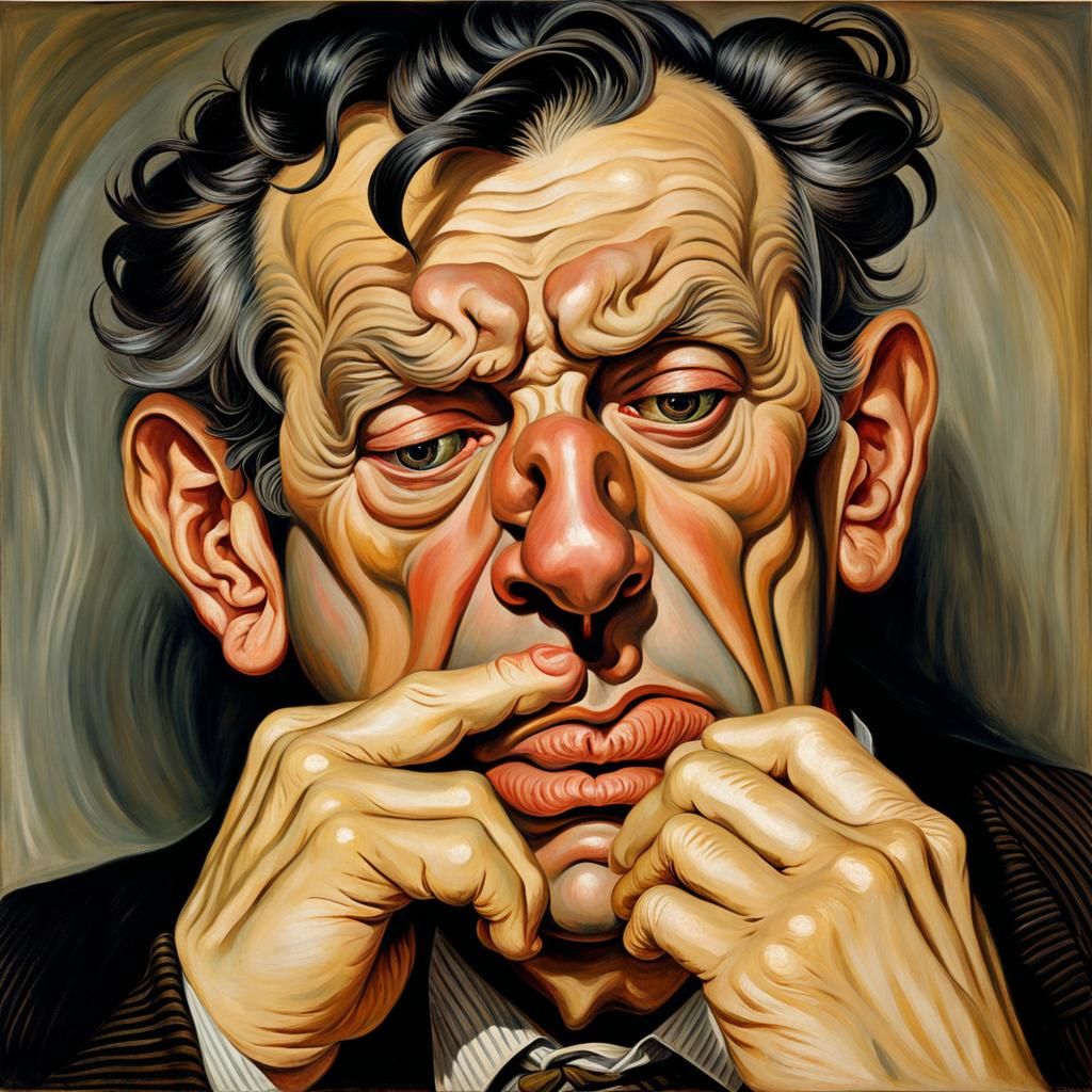 Disgusted Expression in Oil Painting Style