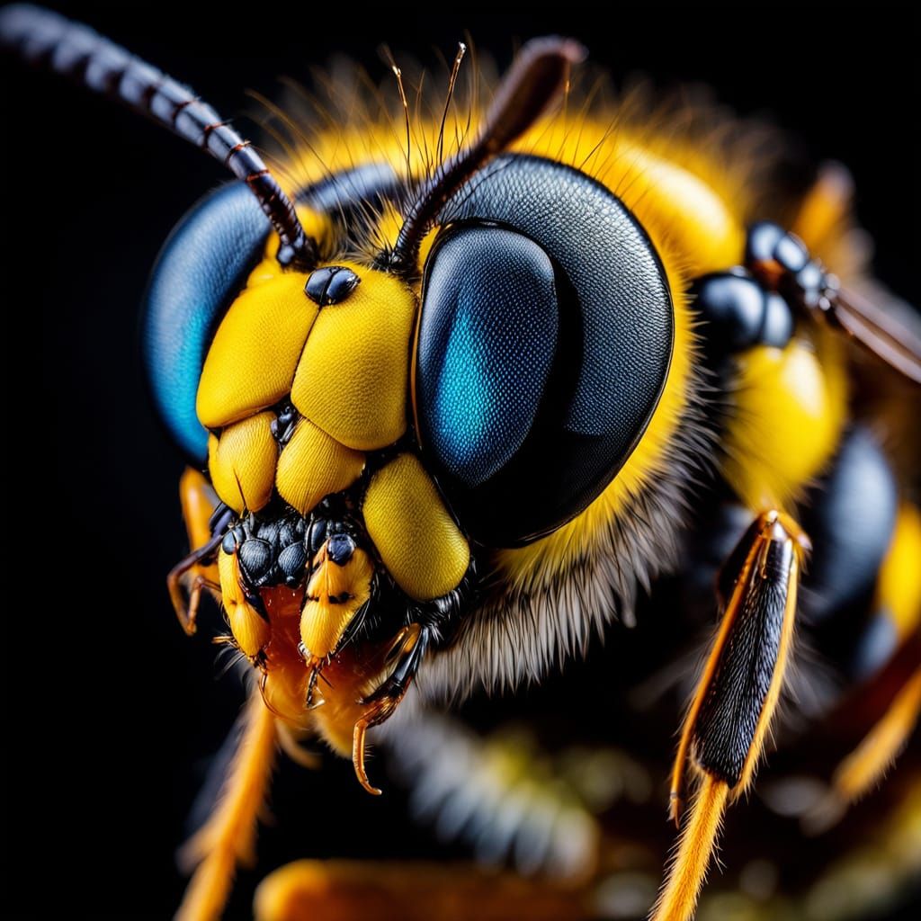 Vivid Macro Image of a Wasp's Compound Eyes