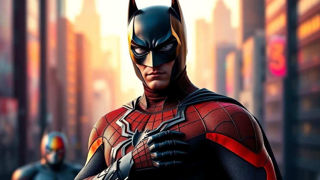 Batman as Spider-Man: Hyperrealistic Splash Art