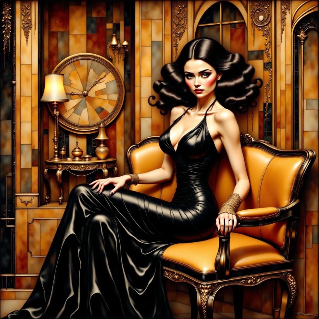 Sleek Art Deco Goddess in Geometric Luxury