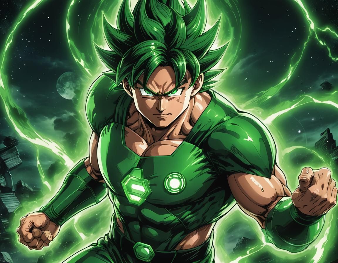 Goku as Green Lantern in Anime Style