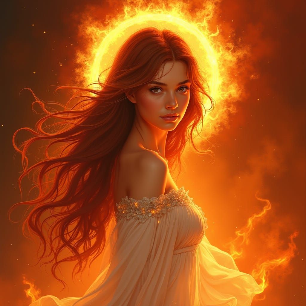 Fierce Goddess of Fire Amidst Blazing Inferno