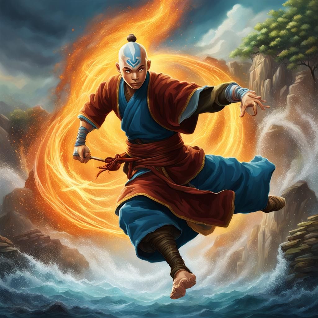 Hyperrealistic Last Airbender Splash Art