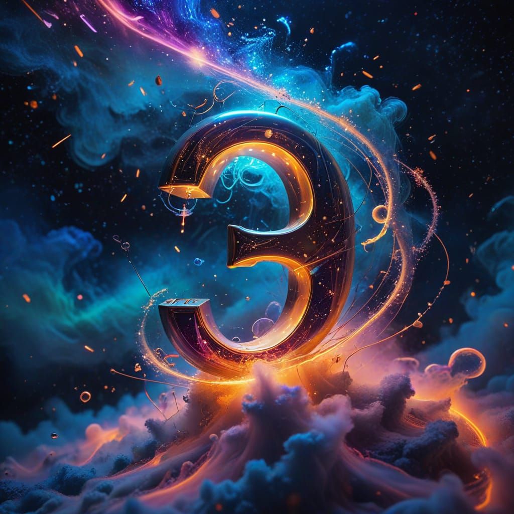 Surreal Cosmic Scene with Glowing Number 888