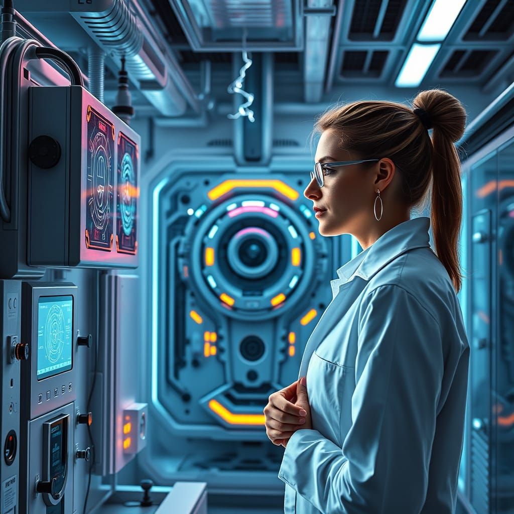 Cyberpunk Scientist on the Brink of a Groundbreaking Discove...