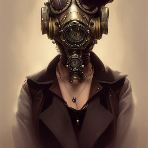 Steampunk Beauty in Gasmask: Hyperdetailed Portrait