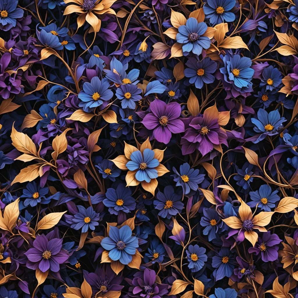Eerie Macro Shot of Blue and Purple Autumn Flowers