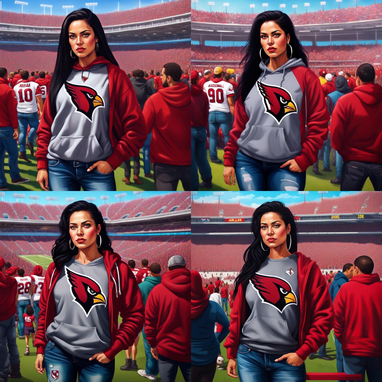 Hyperrealistic Portrait of Latin Woman in Stadium