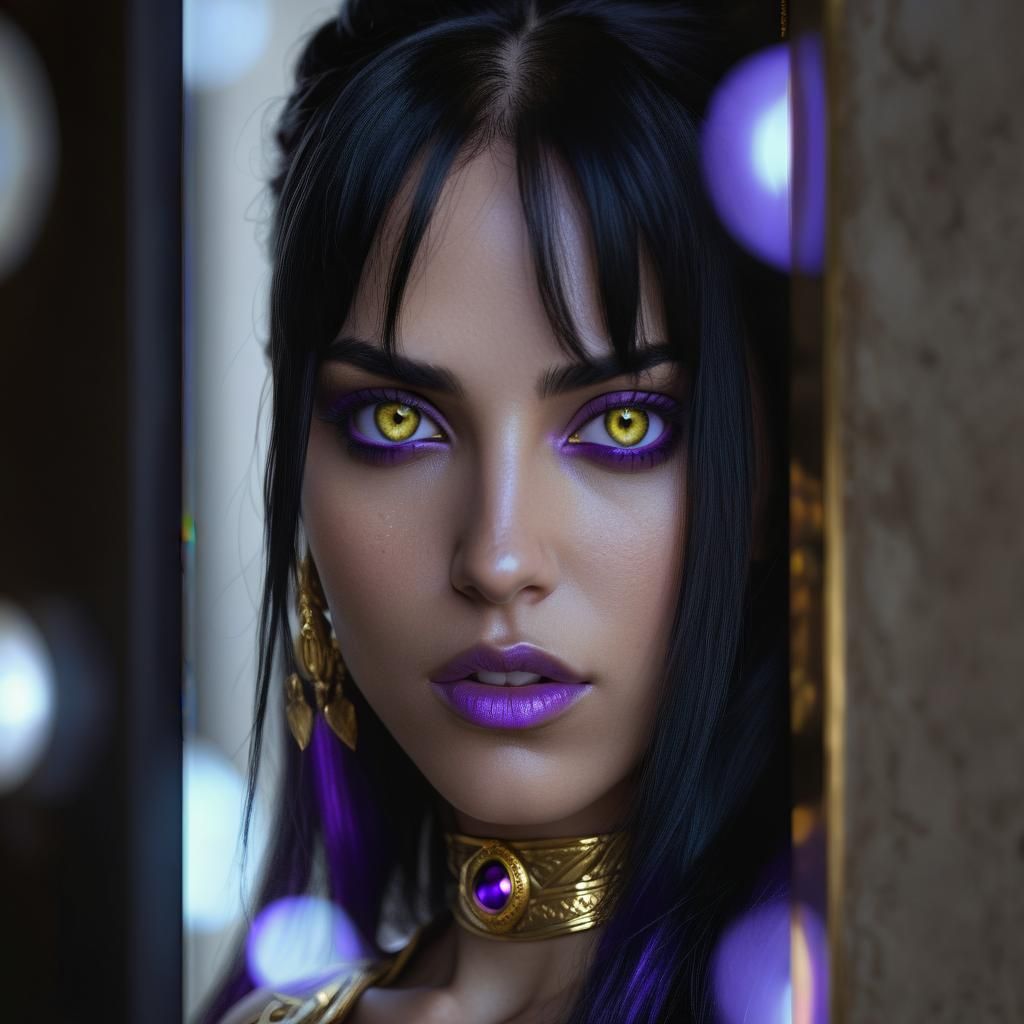 Hyperrealistic Aries Goddess with Heterochromia Eyes