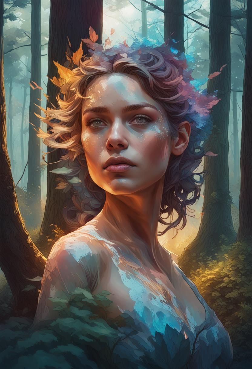 Beautiful young woman in the woods