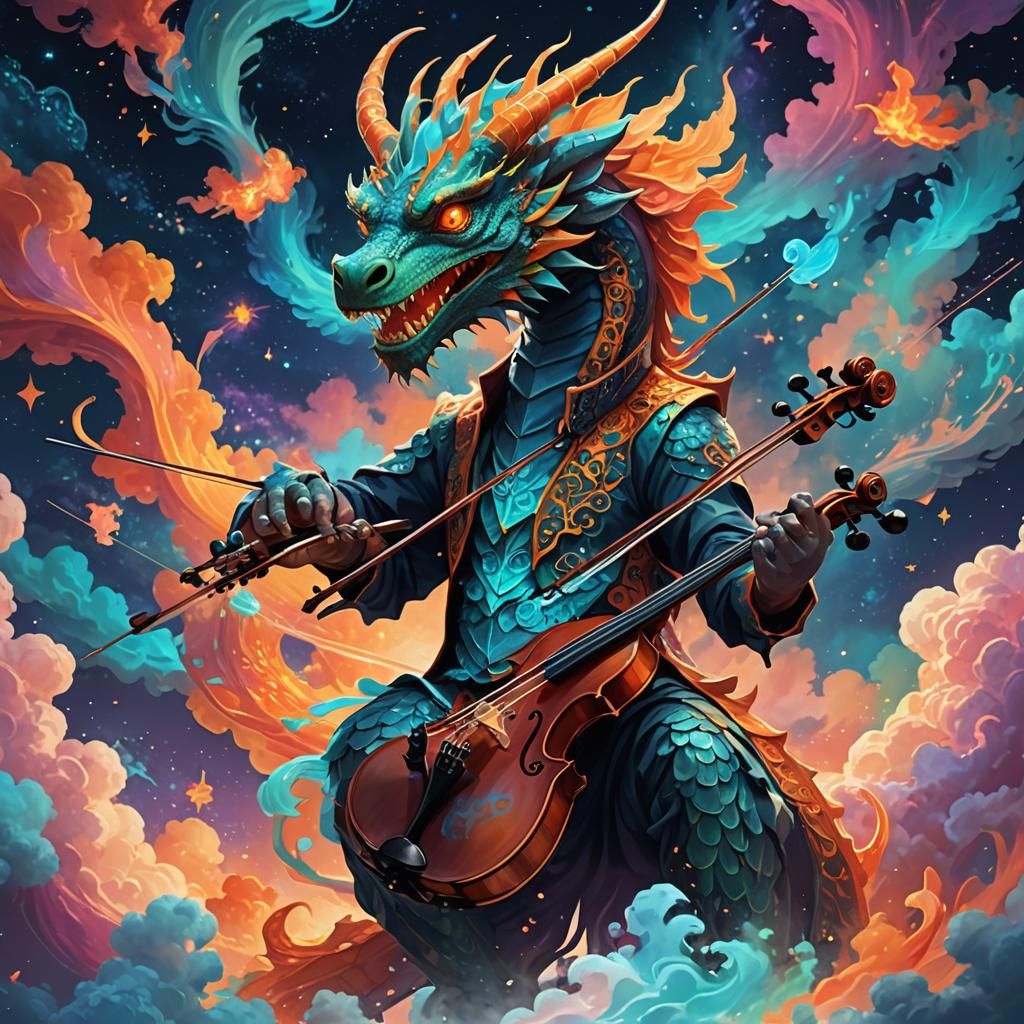 Dragon Hybrid Serenade in Art Nouveau Style