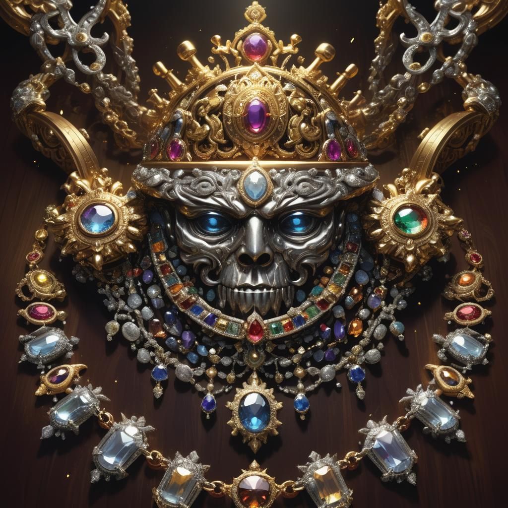 Glittering Treasure Trove of Jewels in 3D Digital Art