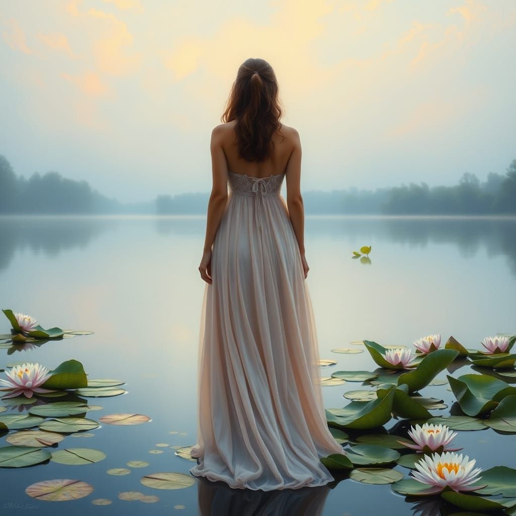 Ethereal Dawn on a Tranquil Lake