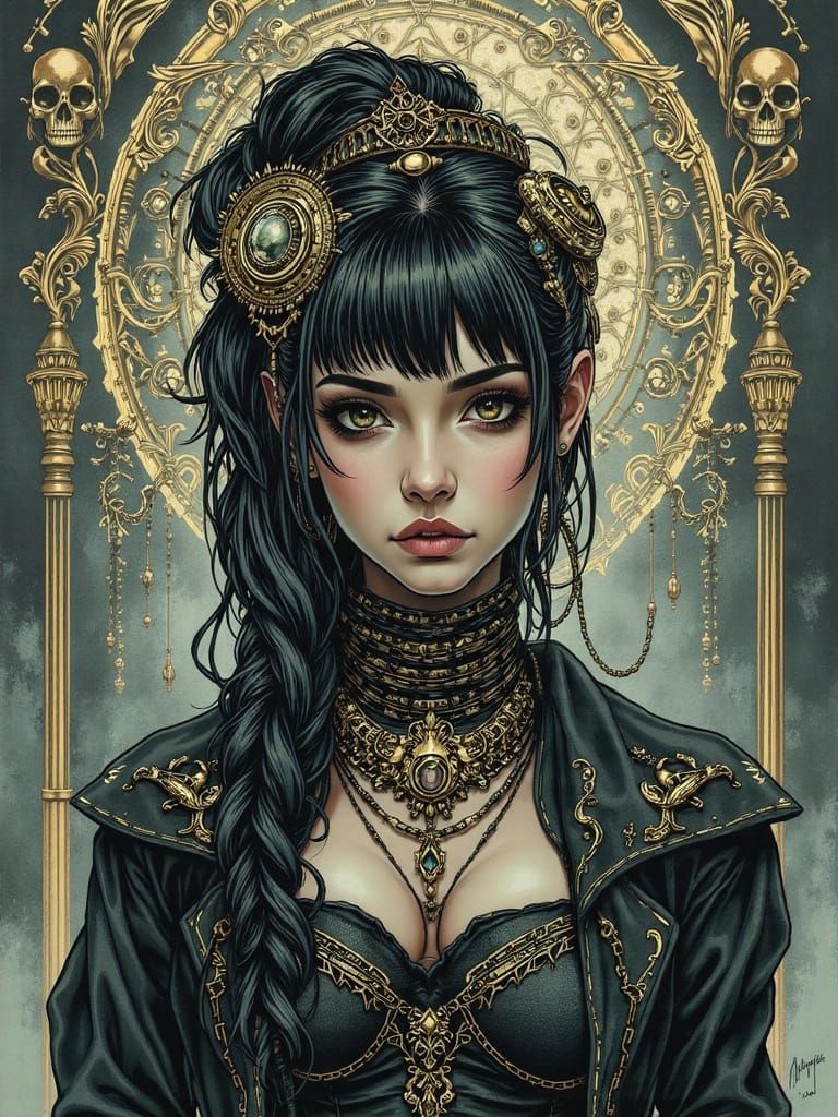 Hyper-Maximalist Portrait in Jewel-Toned Baroque Style