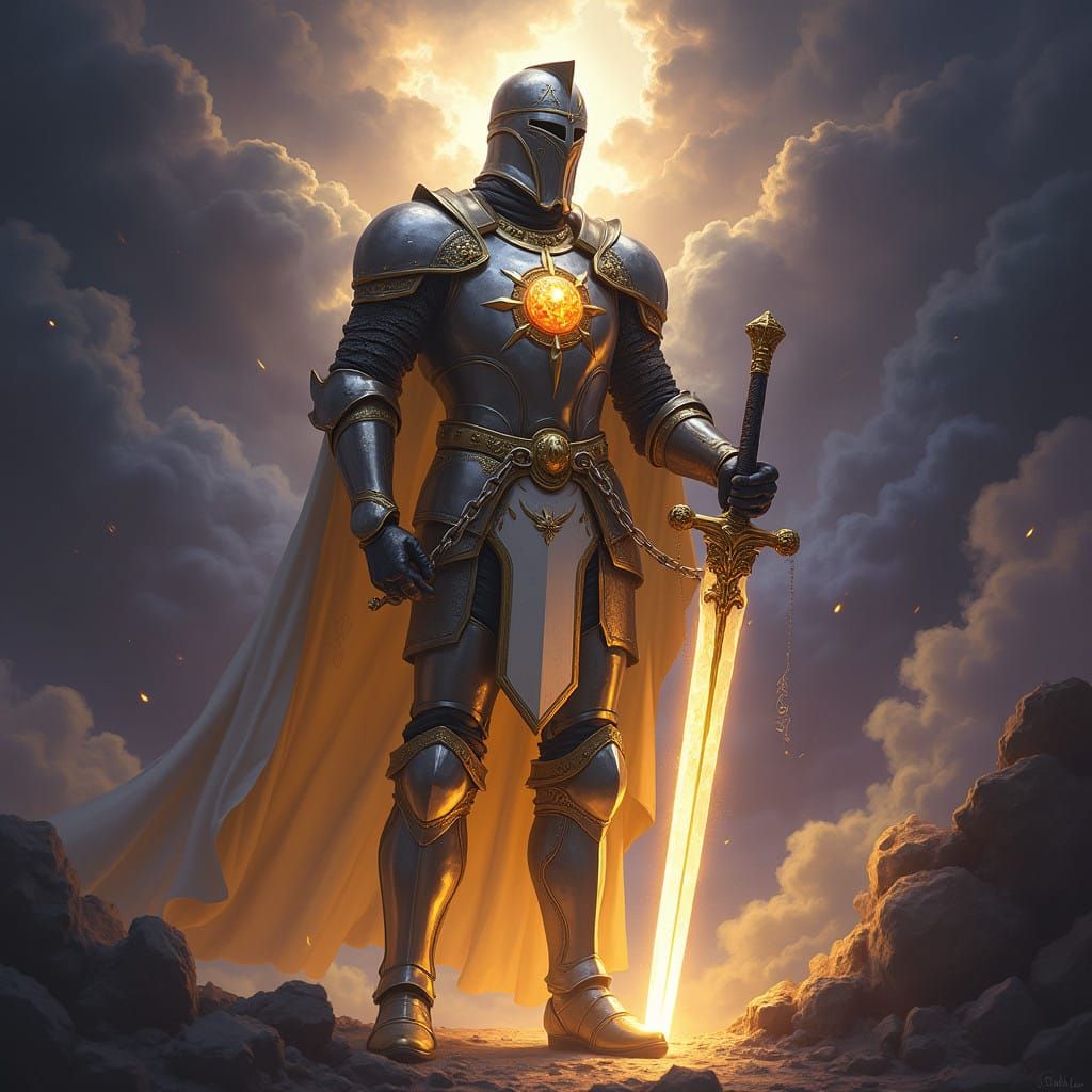 Ethereal Warrior of Light in Cosmic Battle
