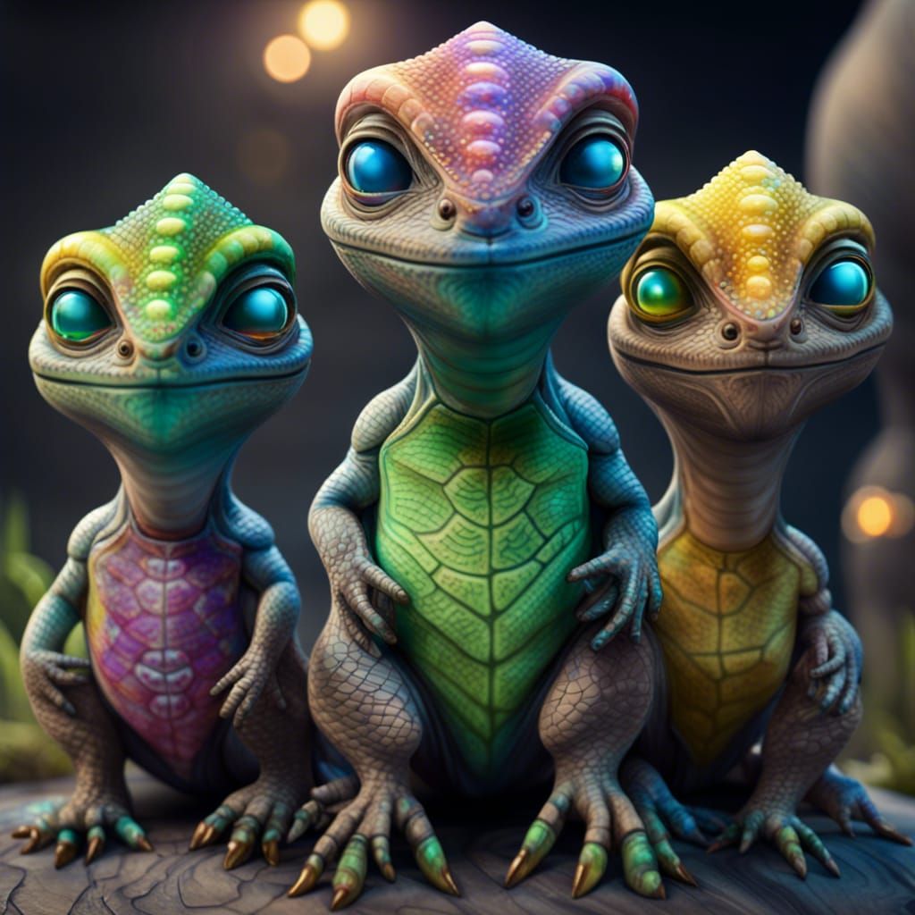 Realistic Reptilian Aliens Gather in Council, Ultra-Realisti...