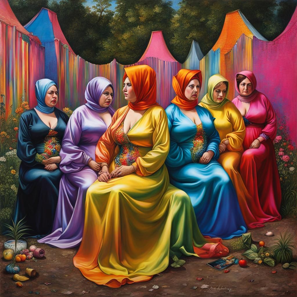 Grimdark Rainbow Satin: A Hieronymus Bosch-Inspired Scene