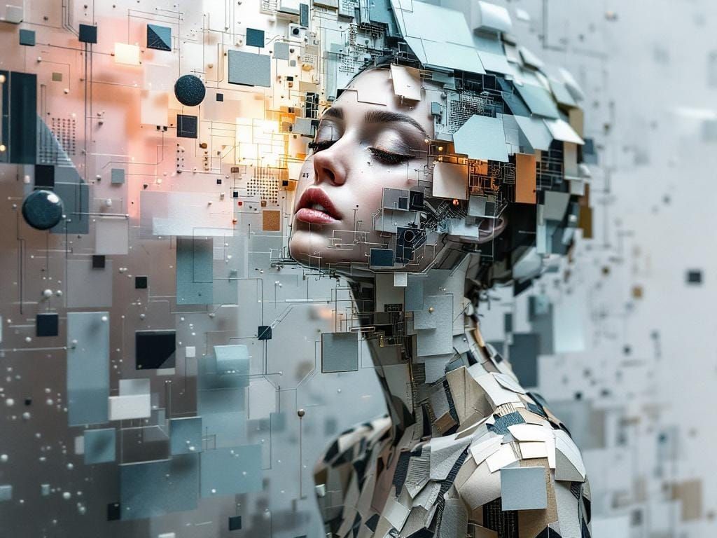 Upcycled Ditsy Chambray I Could Believe You're Human 3D Coll...