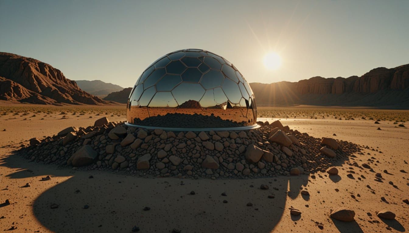 Ominous Chrome Dome in Desert Landscape