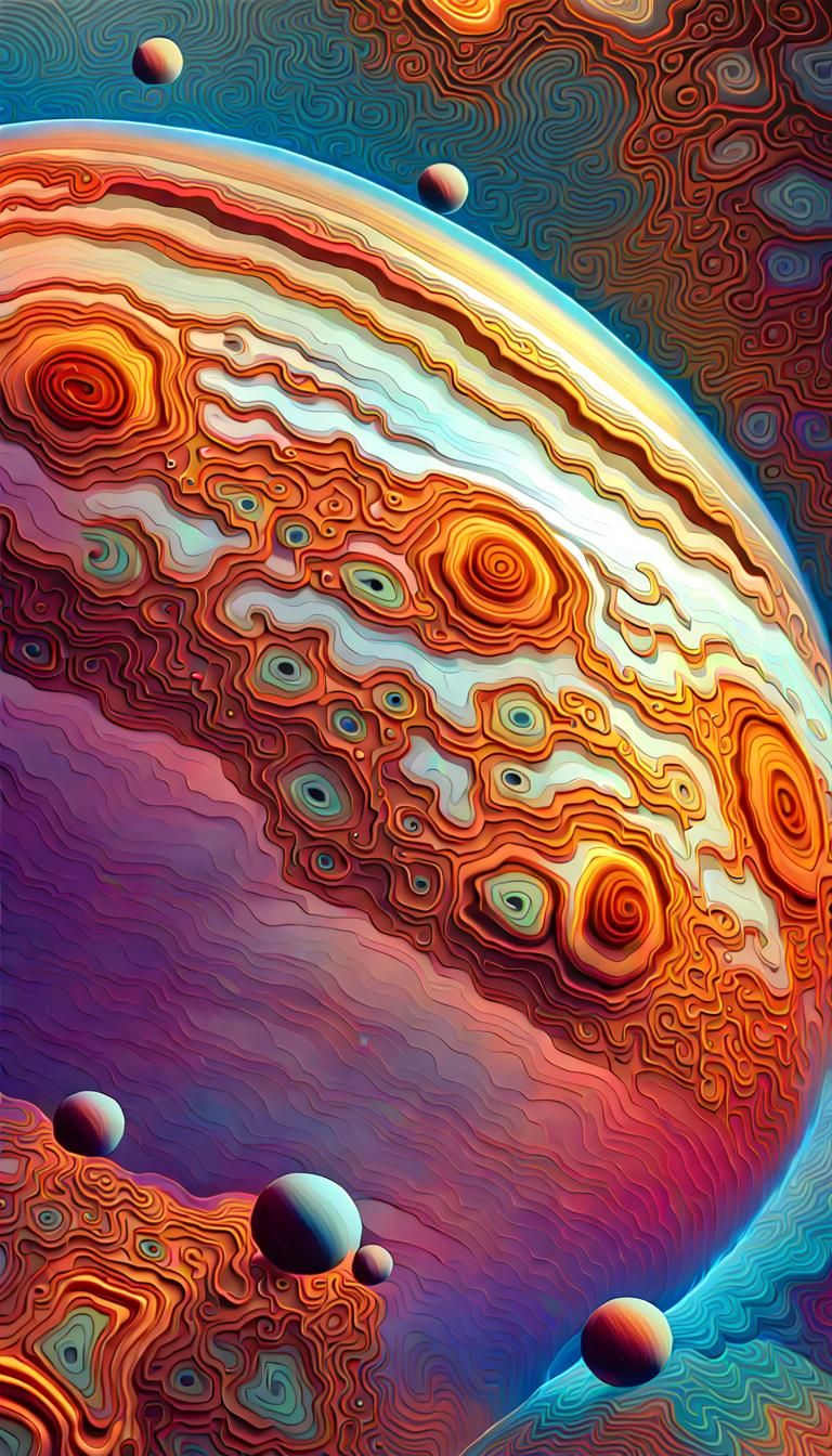 Jupiter's Cloud Patterns in Psychedelic Fractal Art