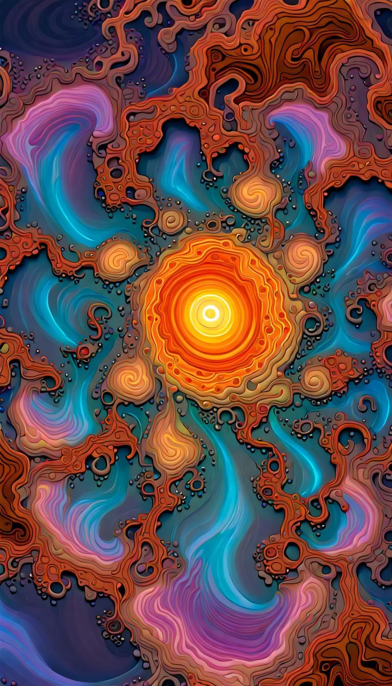Jupiter's Cloud Patterns in Psychedelic Fractal Art