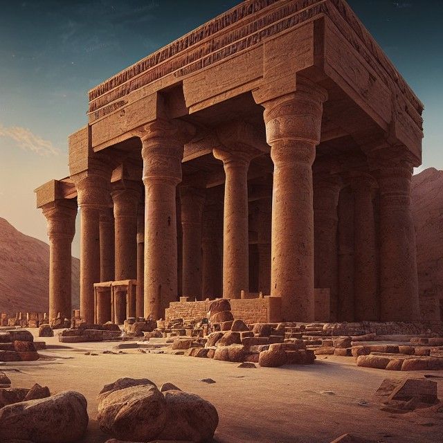 Ancient Egyptian Desert Temple Digital Painting