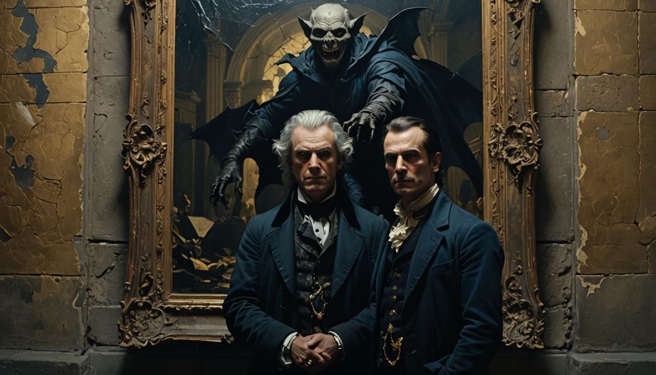 Louvre Detective Encounter with Vampire Bat Portrait