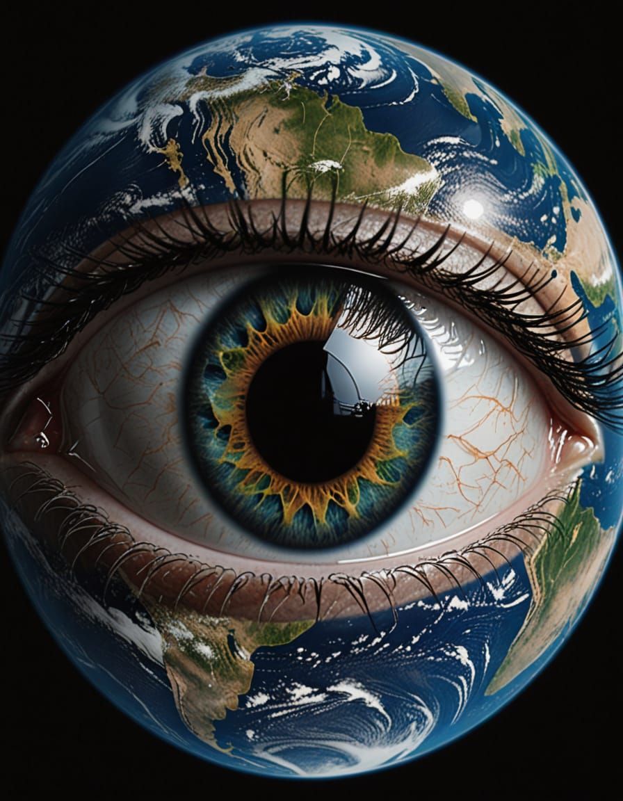 Earth Reflection in Human Eye