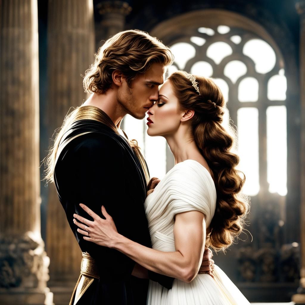 Romantic Kiss of Gods: Photorealistic Image