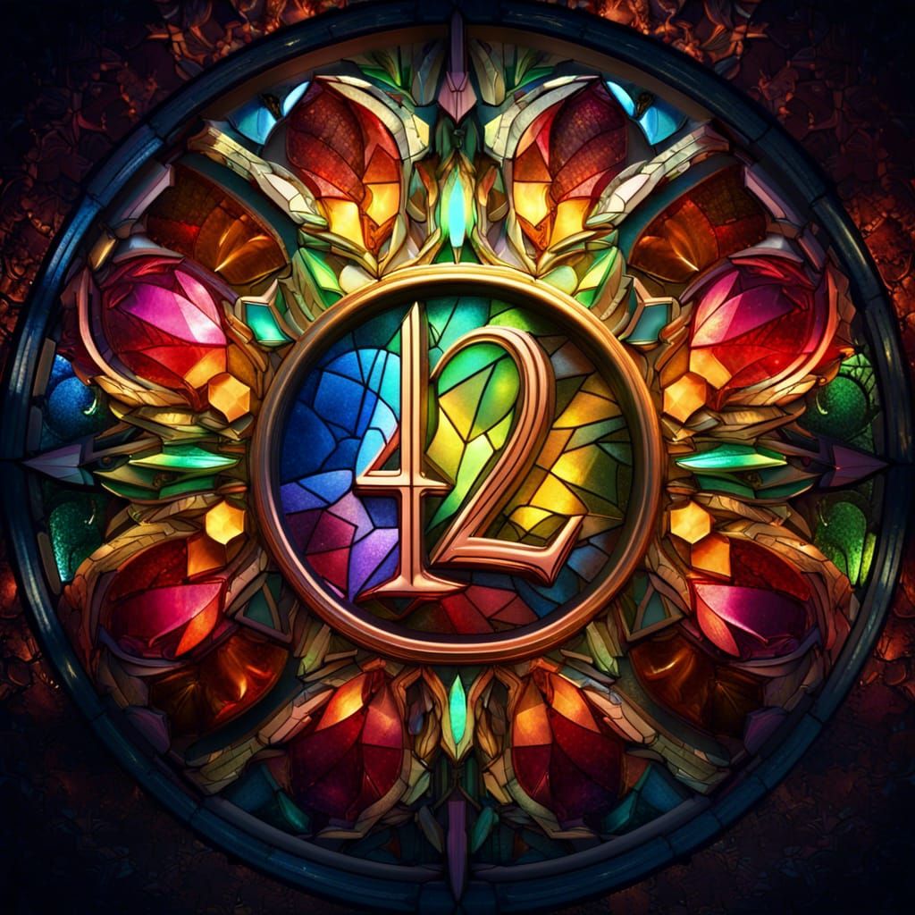 Ornate Stained Glass Number 42 Logo in 3D